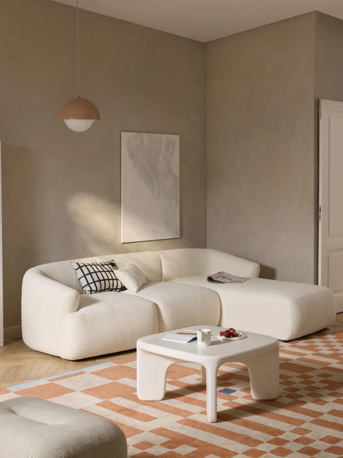 Sale Sofá rinconera modular en tejido bouclé Sofia (3 plazas) Sofás Rinconeras|Sofás