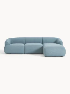 Sofás Rinconeras|Sofás>Westwing Collection Sofá rinconera modular en tejido bouclé Sofia (3 plazas) Bouclé azul