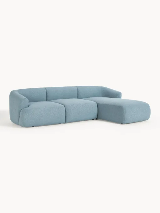 Sofás Rinconeras|Sofás>Westwing Collection Sofá rinconera modular en tejido bouclé Sofia (3 plazas) Bouclé azul