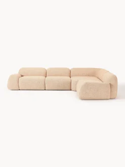 Sofás Rinconeras|Sofás>Westwing Collection Sofá rinconera modular en tejido bouclé Wolke (4 plazas) Bouclé naranja