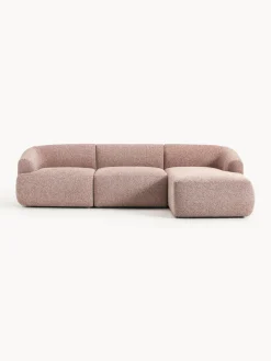 Sofás Rinconeras|Sofás>Westwing Collection Sofá rinconera modular en tejido bouclé Sofia (3 plazas) Bouclé jaspeado, rojo óxido