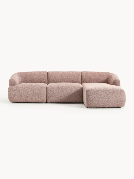 Sofás Rinconeras|Sofás>Westwing Collection Sofá rinconera modular en tejido bouclé Sofia (3 plazas) Bouclé jaspeado, rojo óxido
