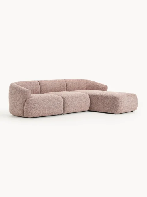 Sofás Rinconeras|Sofás>Westwing Collection Sofá rinconera modular en tejido bouclé Sofia (3 plazas) Bouclé jaspeado, rojo óxido