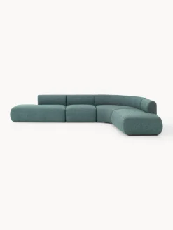 Sofás Rinconeras|Sofás>Westwing Collection Sofá rinconera modular en tejido bouclé Sofia (4 plazas) Bouclé jaspeado azul petróleo