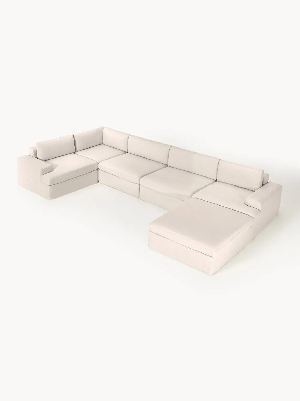 Sofás Rinconeras|Sofás>Westwing Collection Sofá rinconera modular grande con tapizado desenfundable Russell Tejido beige claro jaspeado