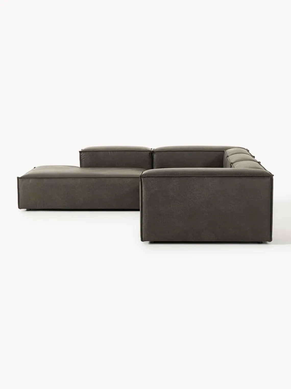 Sofás>Westwing Collection Sofá rinconera modular grande de cuero reciclado Lennon Cuero taupe