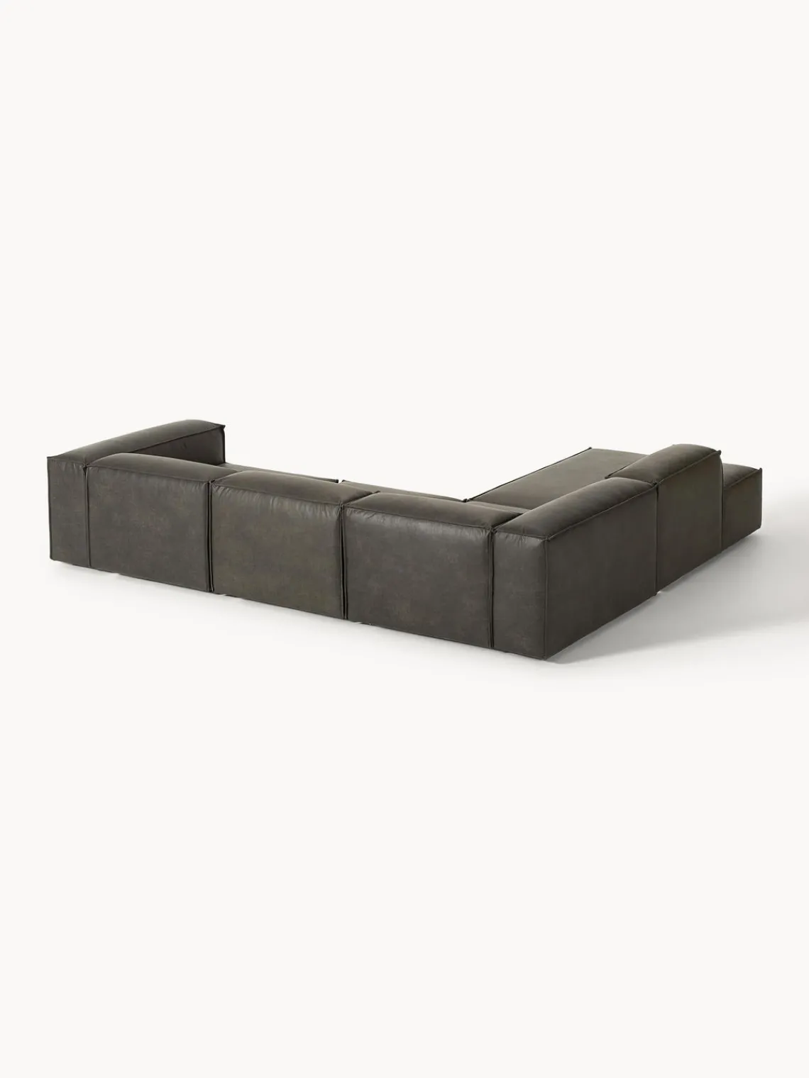 Sofás>Westwing Collection Sofá rinconera modular grande de cuero reciclado Lennon Cuero taupe