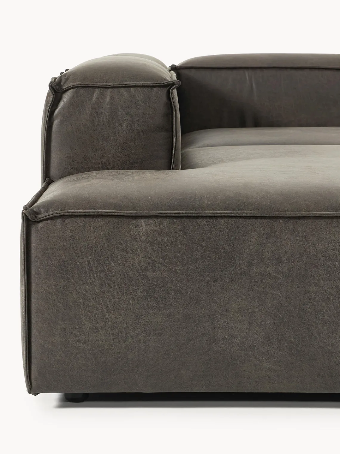 Sofás>Westwing Collection Sofá rinconera modular grande de cuero reciclado Lennon Cuero taupe