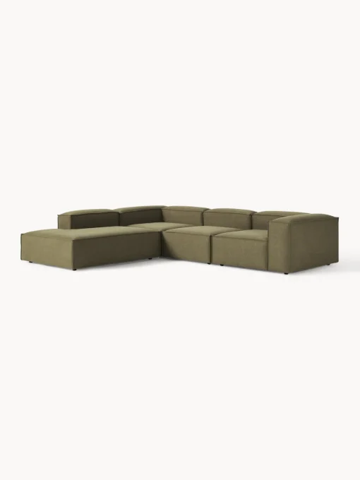 Sofás>Westwing Collection Sofá rinconera modular grande Lennon Tejido verde oliva