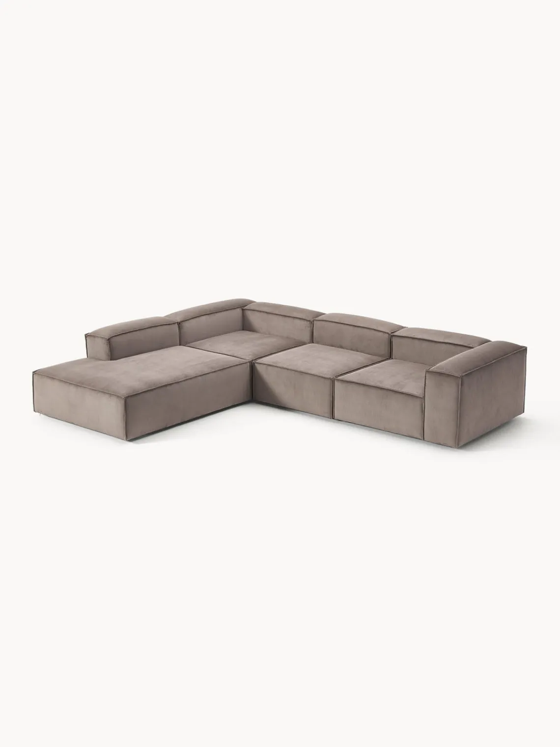 Sofás>Westwing Collection Sofá rinconera modular grande de pana Lennon Pana taupe