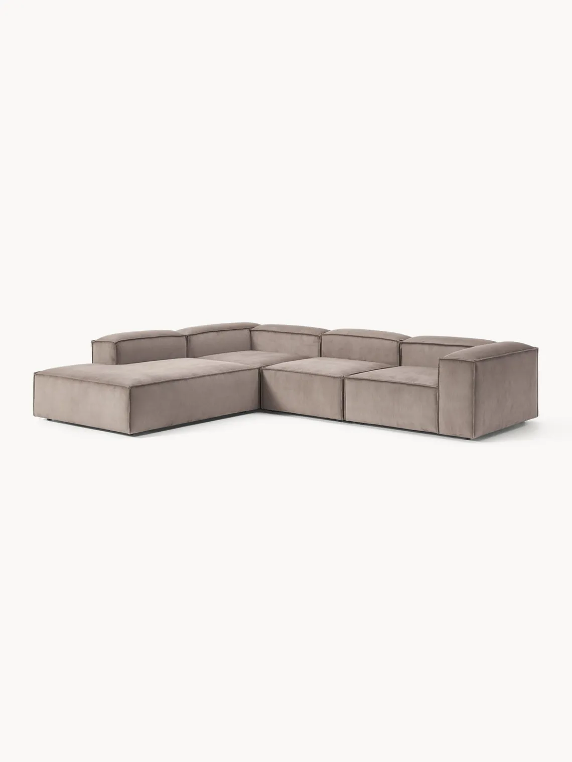 Sofás>Westwing Collection Sofá rinconera modular grande de pana Lennon Pana taupe