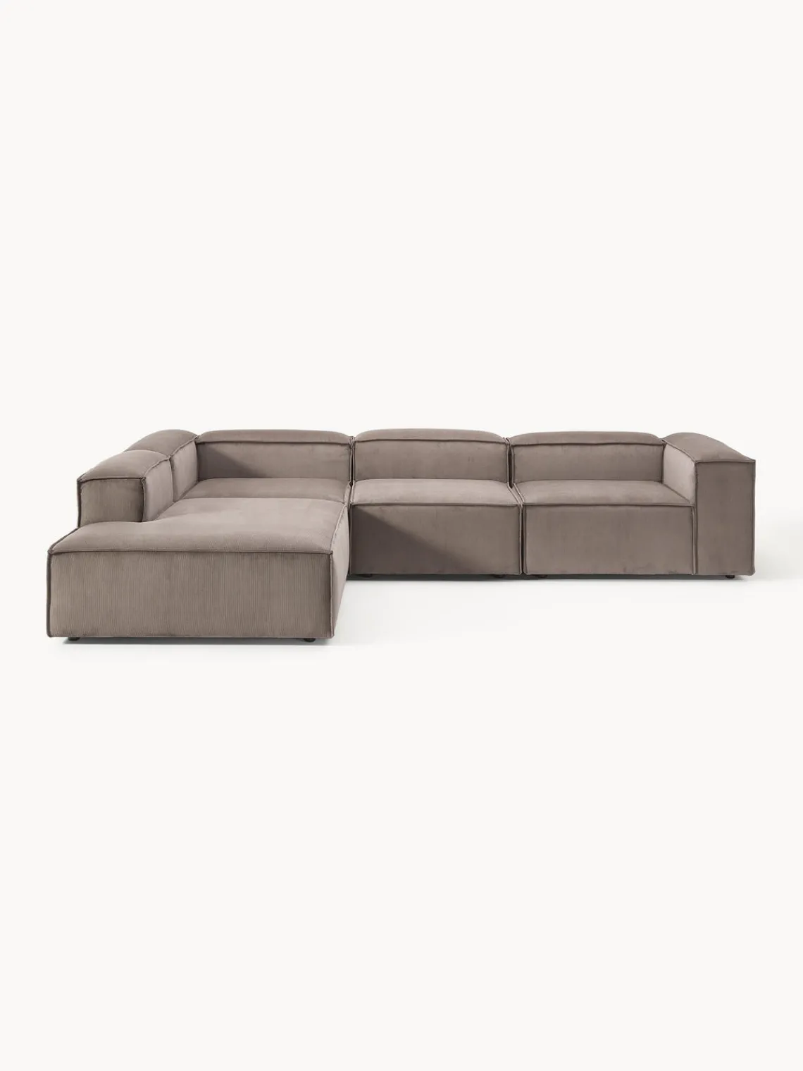 Sofás>Westwing Collection Sofá rinconera modular grande de pana Lennon Pana taupe