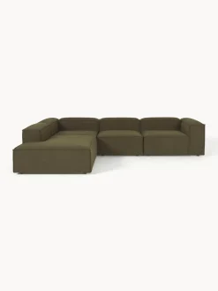 Sofás></noscript>Westwing Collection Sofá rinconera modular grande en tejido bouclé Lennon Bouclé verde oliva