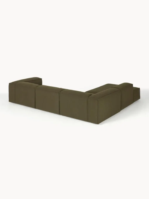 Sofás>Westwing Collection Sofá rinconera modular grande en tejido bouclé Lennon Bouclé verde oliva