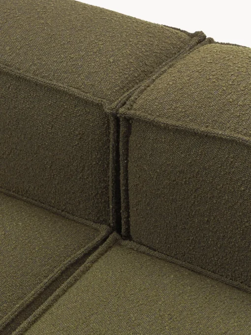 Sofás>Westwing Collection Sofá rinconera modular grande en tejido bouclé Lennon Bouclé verde oliva