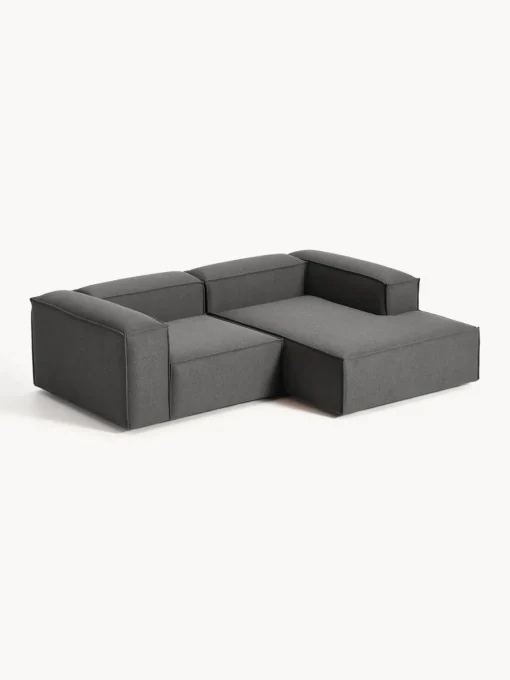 Sofás>Westwing Collection Sofá rinconera modular Lennon Tejido gris antracita