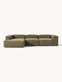 Sofás>Westwing Collection Sofá rinconera modular Lennon Tejido verde oliva