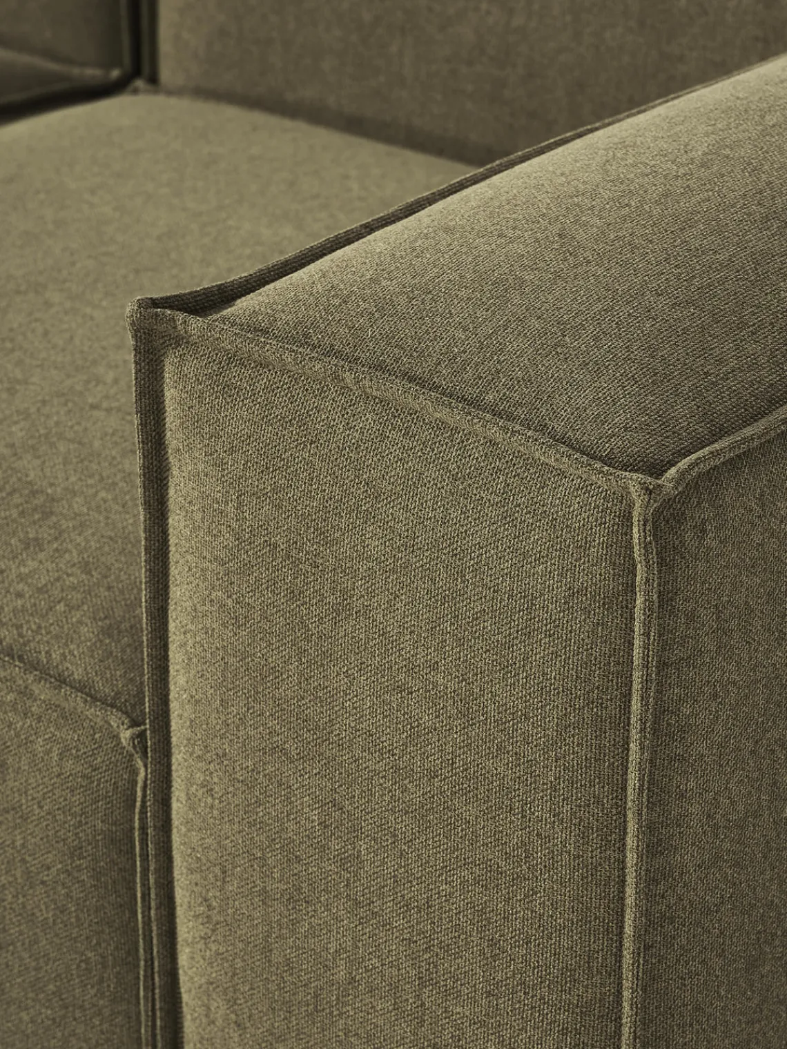 Sofás>Westwing Collection Sofá rinconera modular Lennon Tejido verde oliva