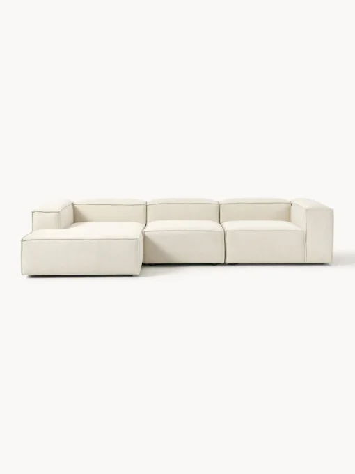 Sofás>Westwing Collection Sofá rinconera modular Lennon Tejido blanco Off White