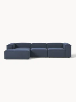 Sofás>Westwing Collection Sofá rinconera modular Lennon Tejido azul oscuro