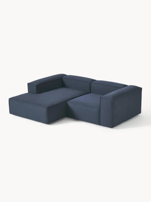 Sofás>Westwing Collection Sofá rinconera modular Lennon Tejido azul oscuro