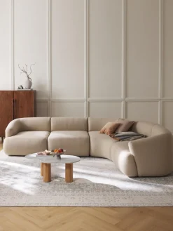 Sofás Rinconeras|Sofás>Westwing Collection Sofá rinconera modular Sofia (4 plazas) Tejido grueso beige claro