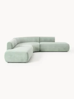 Sofás Rinconeras|Sofás></noscript>Westwing Collection Sofá rinconera modular Sofia (4 plazas) Terciopelo verde salvia