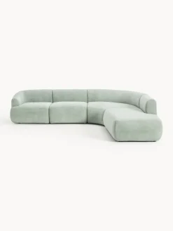 Sofás Rinconeras|Sofás>Westwing Collection Sofá rinconera modular Sofia (4 plazas) Terciopelo verde salvia
