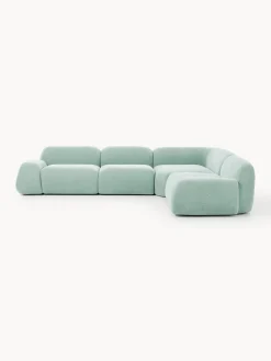 Sofás Rinconeras|Sofás>Westwing Collection Sofá rinconera Wolke (4 plazas) Tejido verde menta, aterciopelado