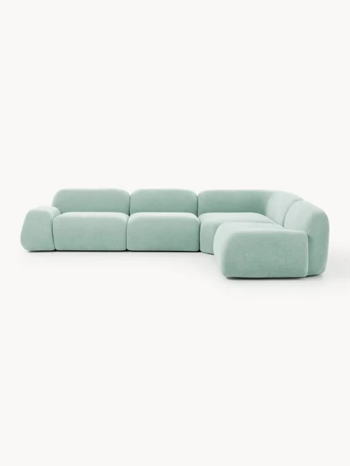 Sofás Rinconeras|Sofás>Westwing Collection Sofá rinconera Wolke (4 plazas) Tejido verde menta, aterciopelado