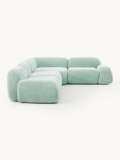 Sofás Rinconeras|Sofás></noscript>Westwing Collection Sofá rinconera Wolke (4 plazas) Tejido verde menta, aterciopelado