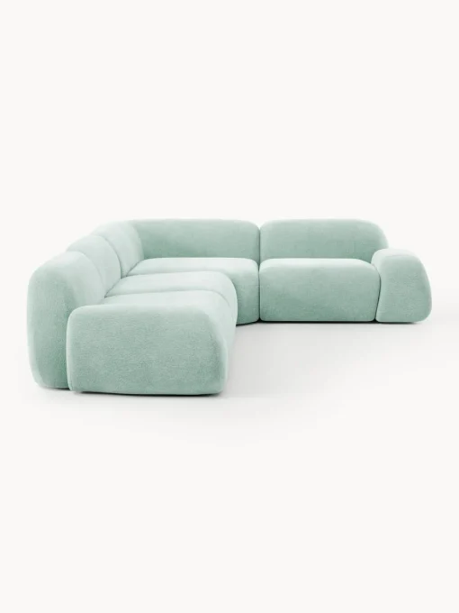 Sofás Rinconeras|Sofás>Westwing Collection Sofá rinconera Wolke (4 plazas) Tejido verde menta, aterciopelado
