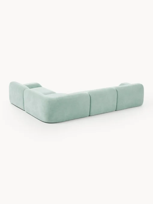 Sofás Rinconeras|Sofás>Westwing Collection Sofá rinconera Wolke (4 plazas) Tejido verde menta, aterciopelado