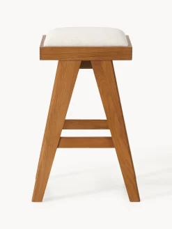 Taburetes Altos|Sillas></noscript>Westwing Collection Taburete alto con acolchado Sissi Tejido blanco crema, madera de roble oscura