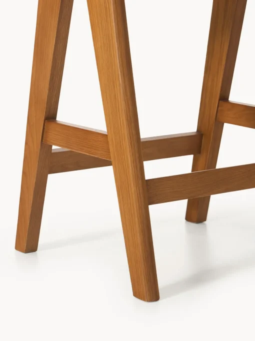 Taburetes Altos|Sillas>Westwing Collection Taburete alto con acolchado Sissi Tejido blanco crema, madera de roble oscura