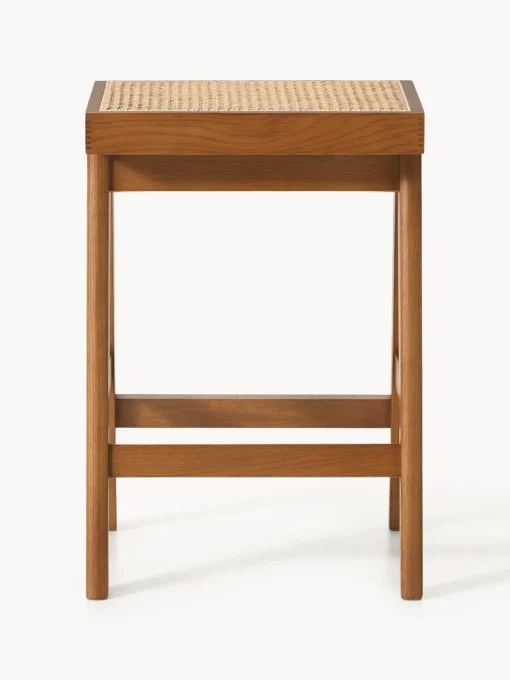 Taburetes Altos|Sillas>Westwing Collection Taburete alto con tejido vienés Sissi Madera de roble oscura, beige claro