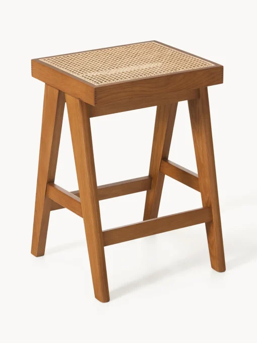 Taburetes Altos|Sillas>Westwing Collection Taburete alto con tejido vienés Sissi Madera de roble oscura, beige claro