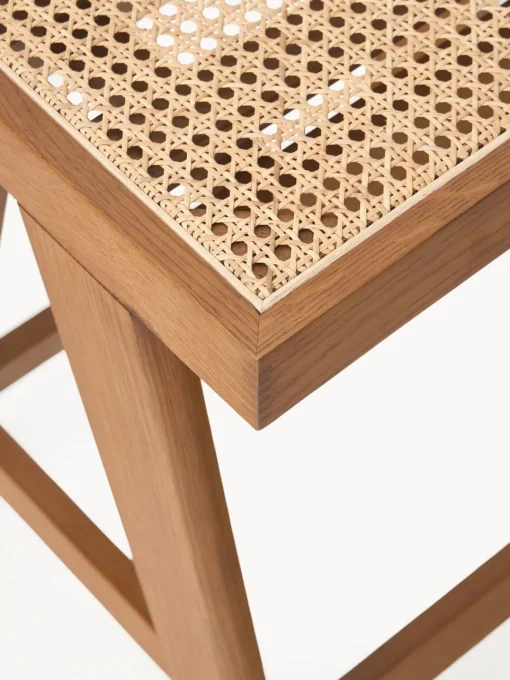 Taburetes Altos|Sillas>Westwing Collection Taburete alto con tejido vienés Sissi Madera de roble oscura, beige claro