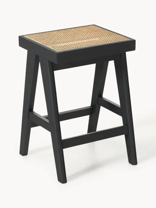Taburetes Altos|Sillas>Westwing Collection Taburete alto con tejido vienés Sissi Negro, beige claro