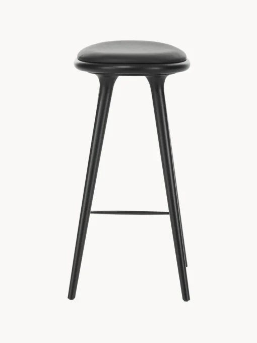 Taburetes Altos|Sillas>Mater Taburete alto de madera de haya y cuero High Stool Cuero negro, madera de haya negro pintado