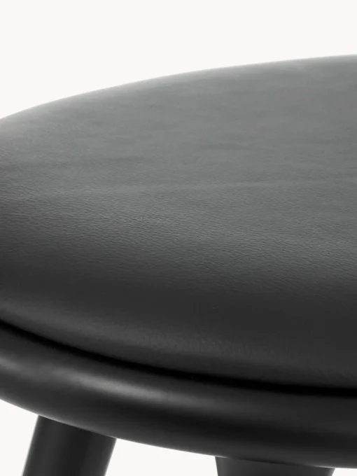 Taburetes Altos|Sillas>Mater Taburete alto de madera de haya y cuero High Stool Cuero negro, madera de haya negro pintado