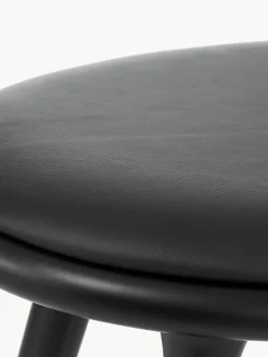 Taburetes Altos|Sillas></noscript>Mater Taburete alto de madera de haya High Stool Cuero negro, madera de haya lacada en negro