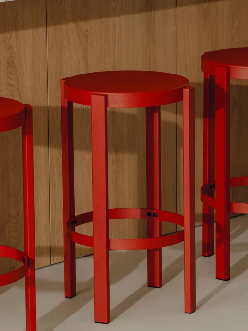 Taburetes Altos|Sillas>Noo.ma Taburete alto de metal Doon Rojo