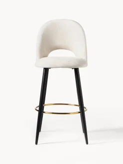 Taburetes Altos|Sillas></noscript>Westwing Collection Taburete alto de terciopelo Rachel Terciopelo blanco crema, negro mate