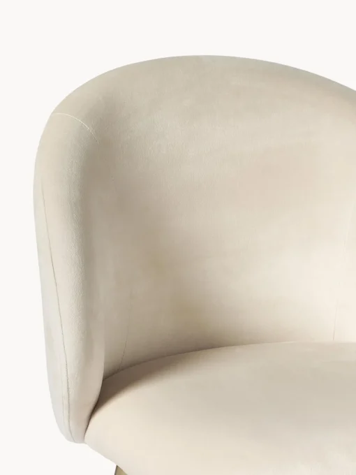 Taburetes Altos|Sillas>Westwing Collection Taburete alto de terciopelo Luisa Terciopelo blanco crema, dorado brillante