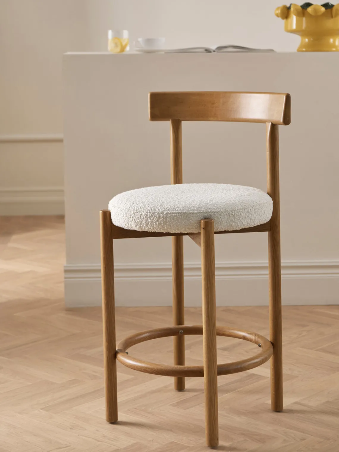 Taburetes Altos|Sillas>Ellos Home Taburete alto en tejido bouclé Merianda