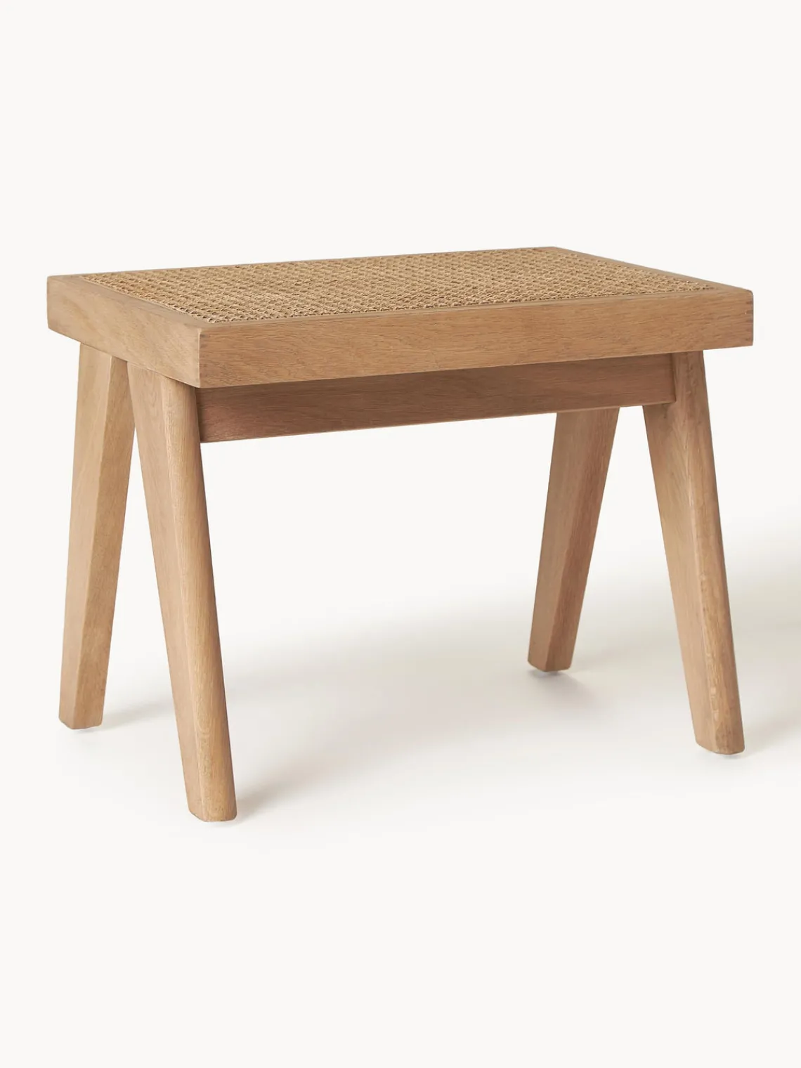 Pufs Y Otomanos|Pufs Y Otomanos>Westwing Collection Taburete con tejido vienés Sissi Madera de roble clara, beige claro