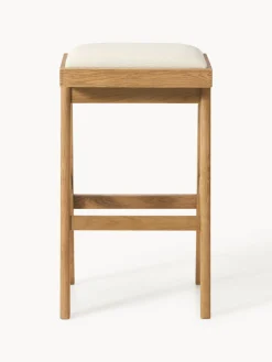 Taburetes Altos|Sillas></noscript>Westwing Collection Taburete de bar con acolchado Sissi Tejido blanco crema, madera de roble clara