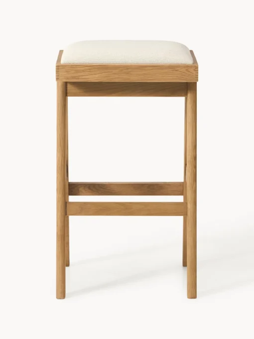 Taburetes Altos|Sillas>Westwing Collection Taburete de bar con acolchado Sissi Tejido blanco crema, madera de roble clara