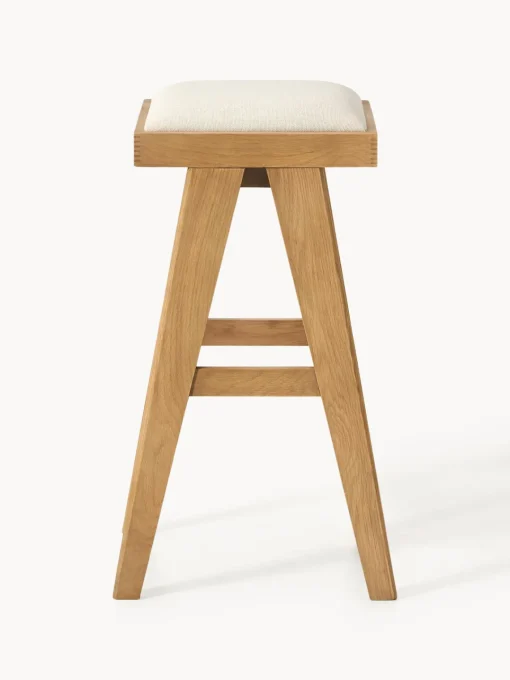 Taburetes Altos|Sillas>Westwing Collection Taburete de bar con acolchado Sissi Tejido blanco crema, madera de roble clara
